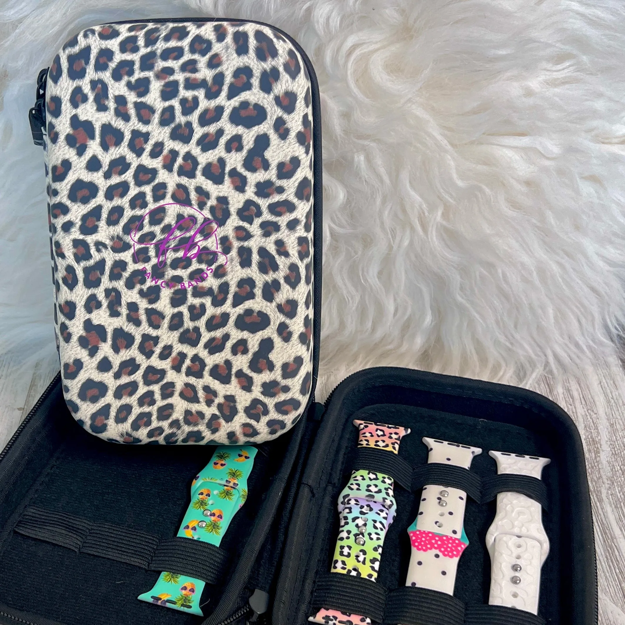 Travel Size Leopard Print Fancy Band Storage Case