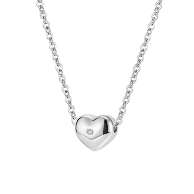 VenusFox Minimalist Smooth Romantic Heart Necklaces for Women Chain Stainless Steel Fashion Choker Pendant Jewelry Gift