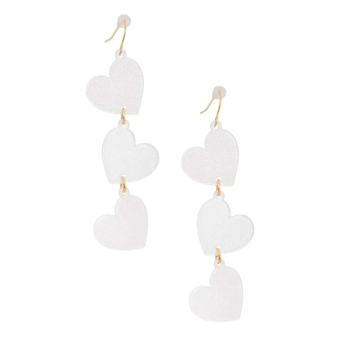 White Heart Dangle Earrings