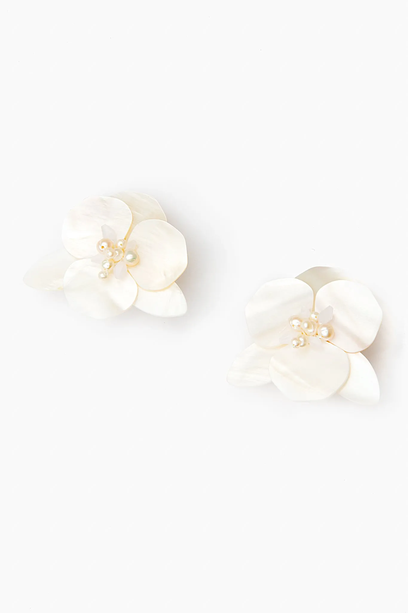 White Peony Earrings