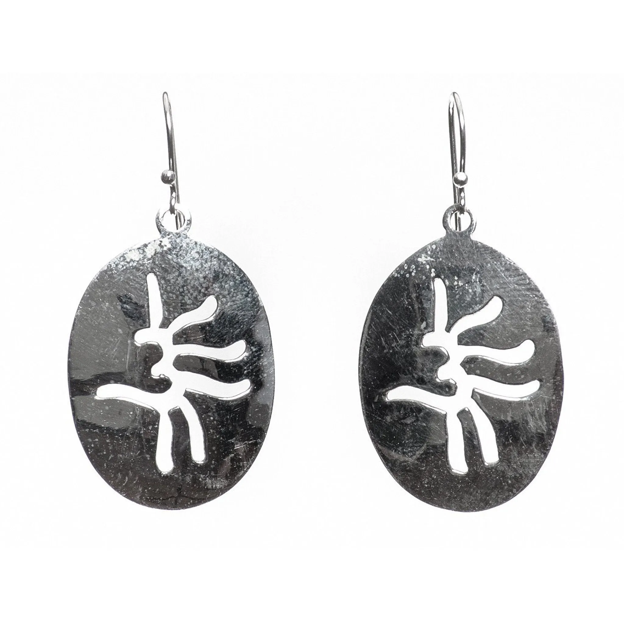 Windswept Om Silver Earrings