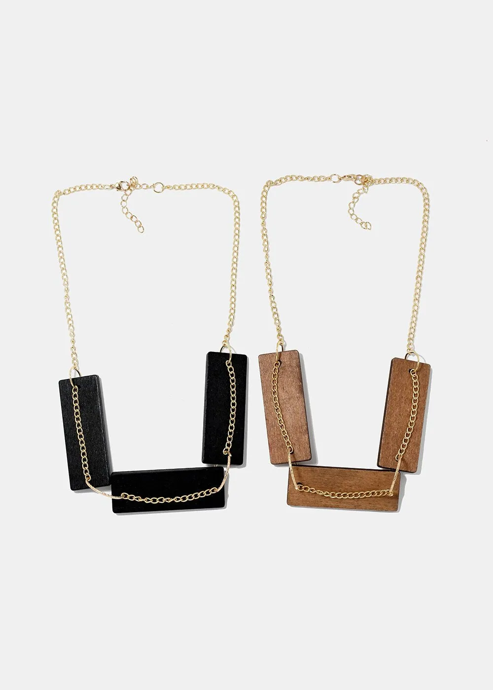 Wood Block Chain Necklace